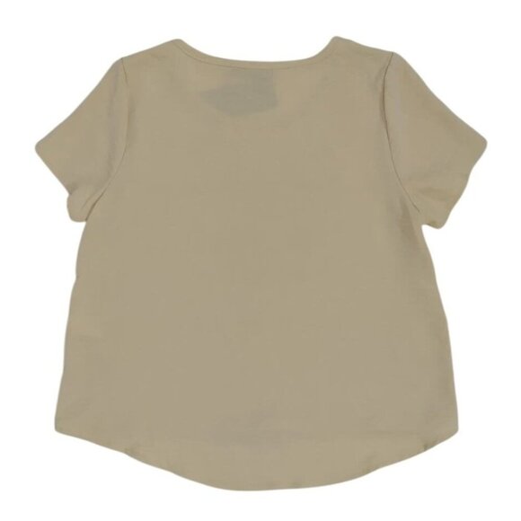 2 Saints Womens Beige Short Sleeve Scoop Neck Polyester Blouse Size S. NWT - Picture 2 of 8